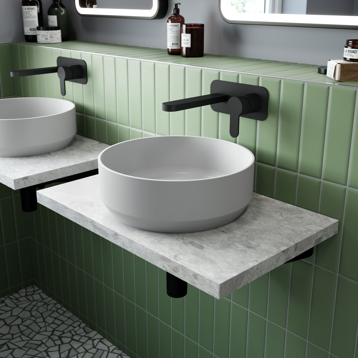 Modern Splash Matt Black Wall Mounted Basin Mixer