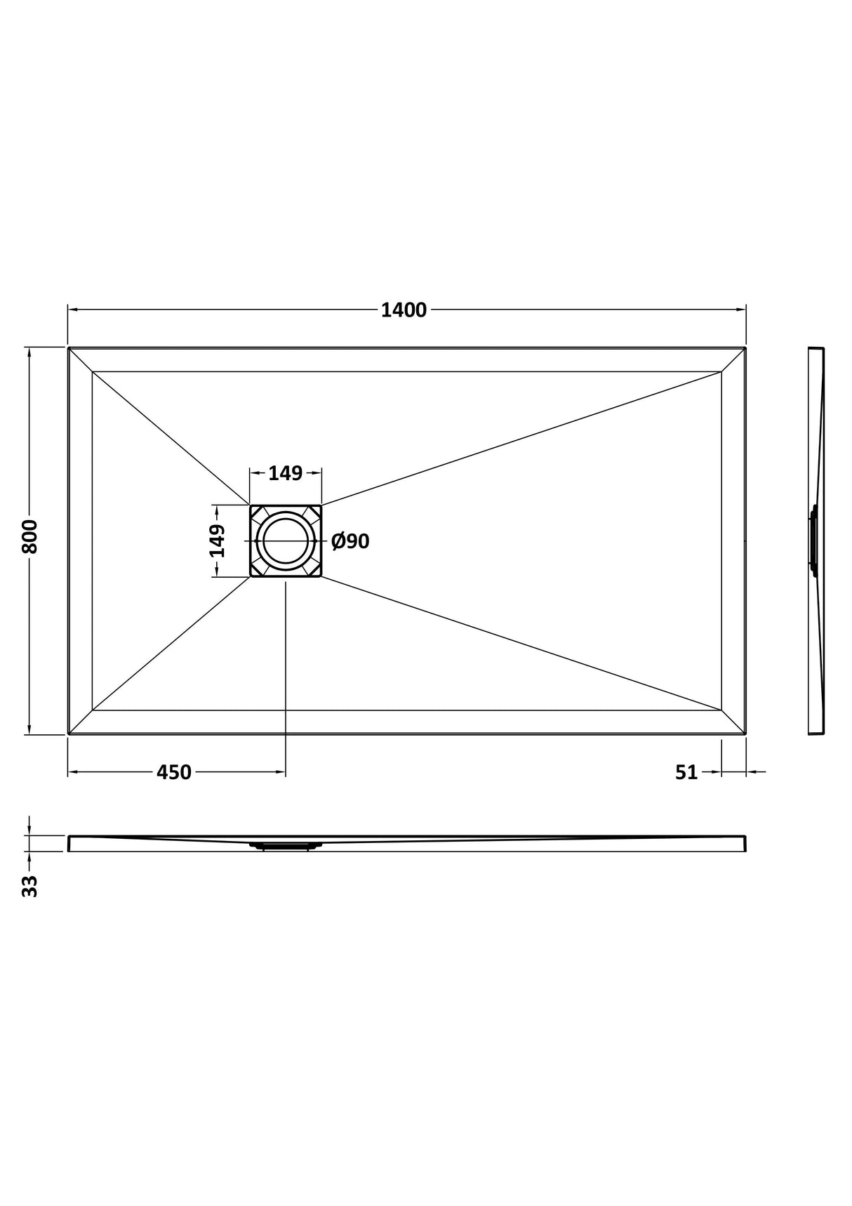 Shower Stone Tray Size