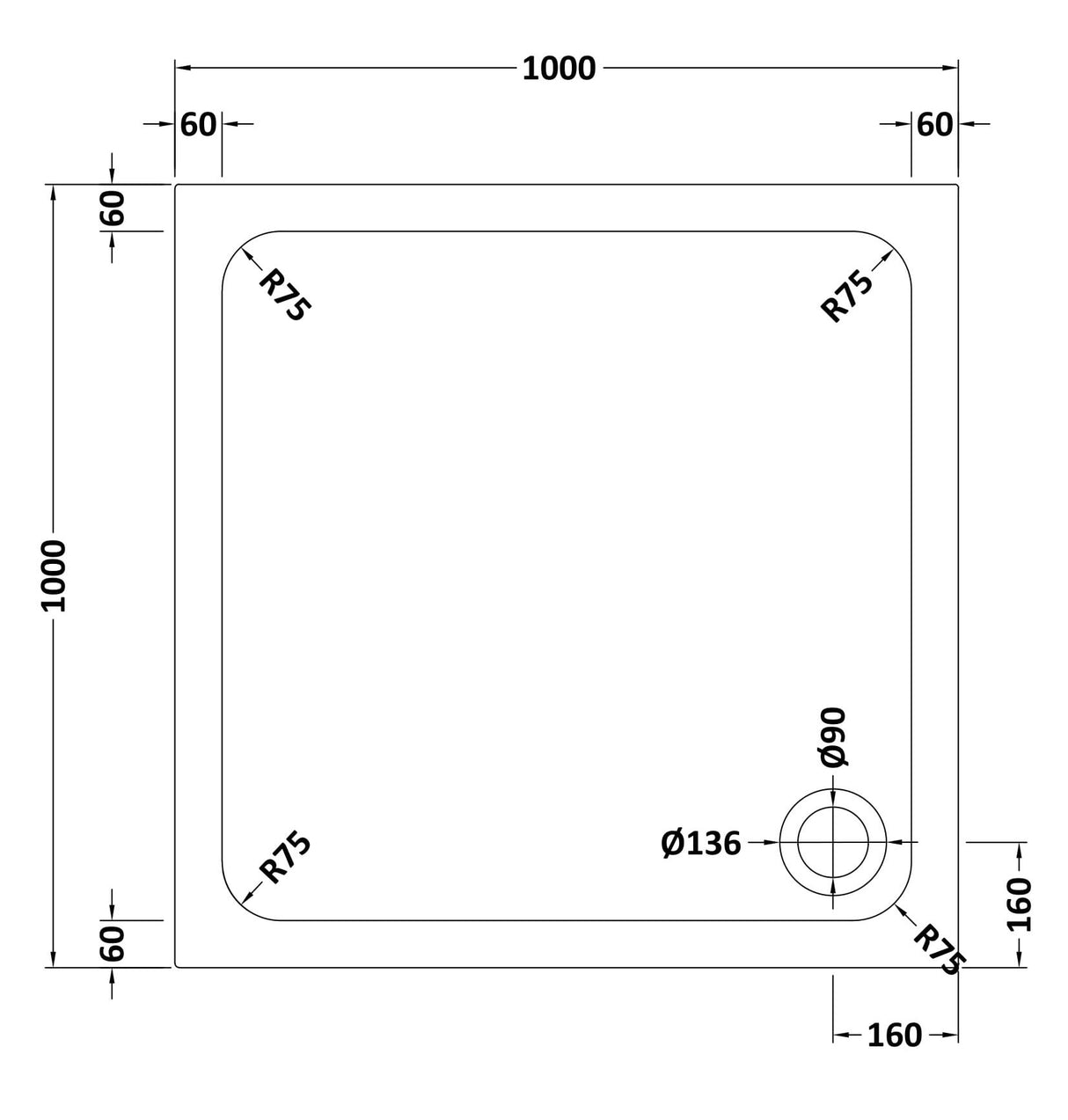 Shower Stone Tray Size