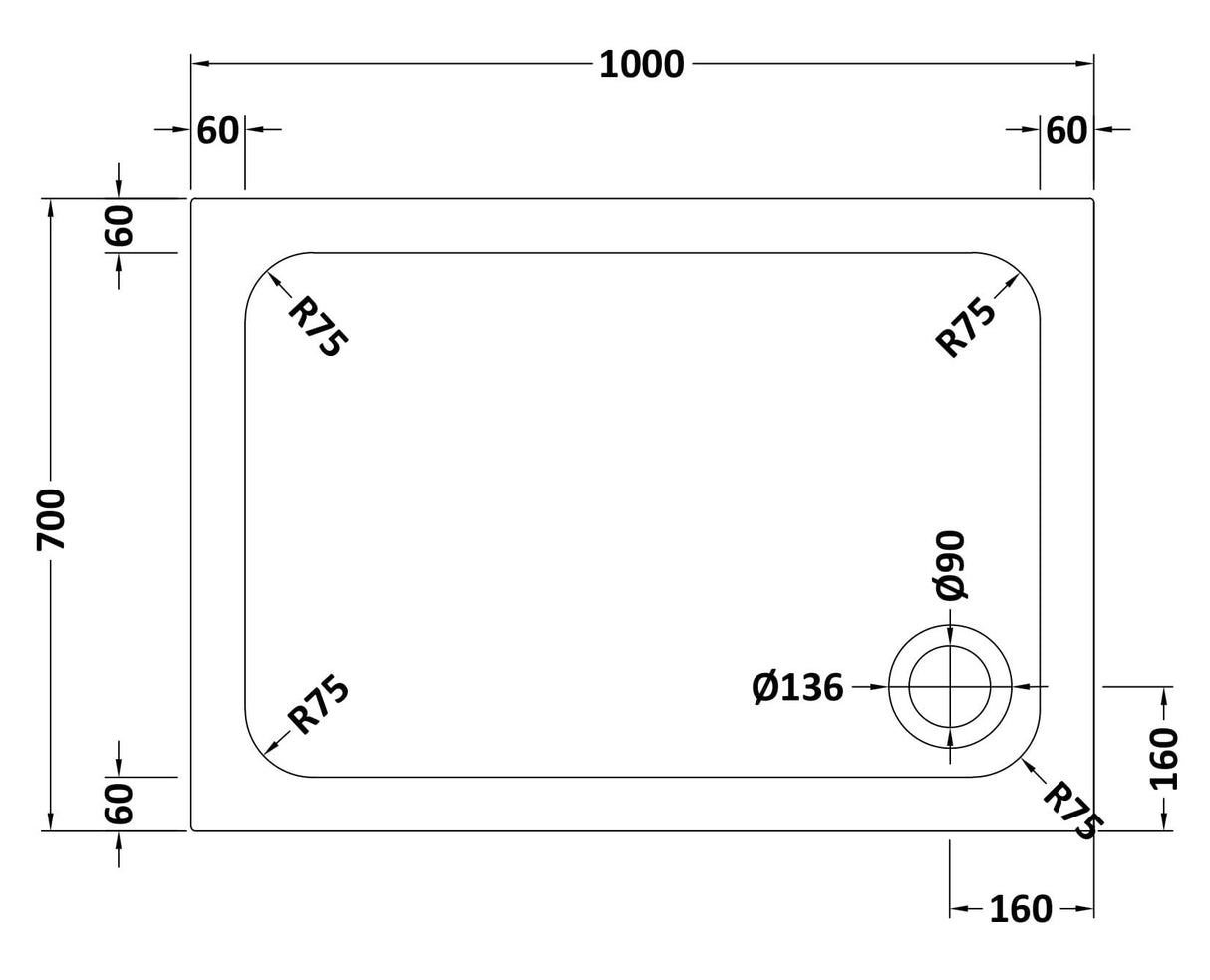 Shower Stone Tray Size