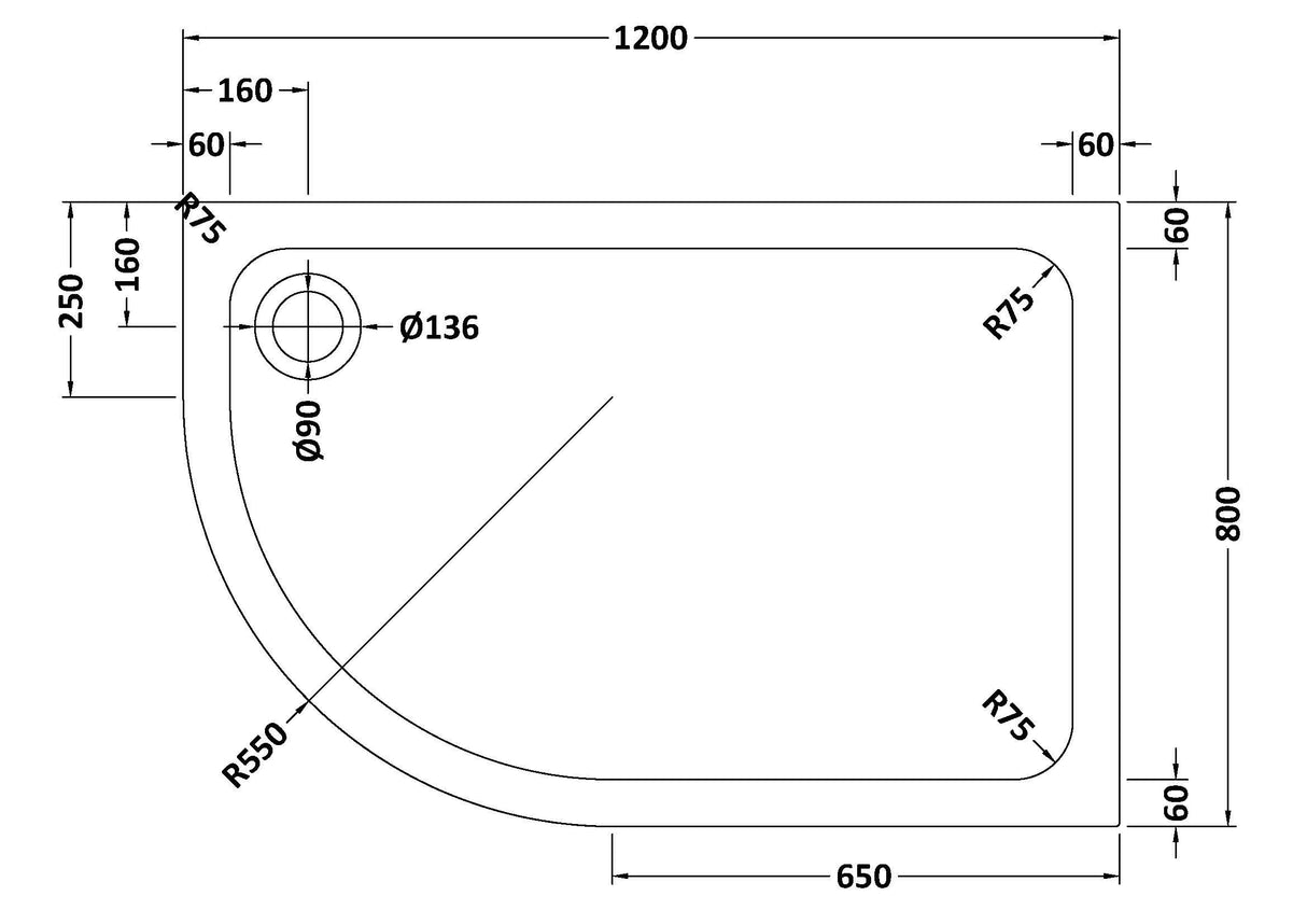 Shower Stone Tray Size