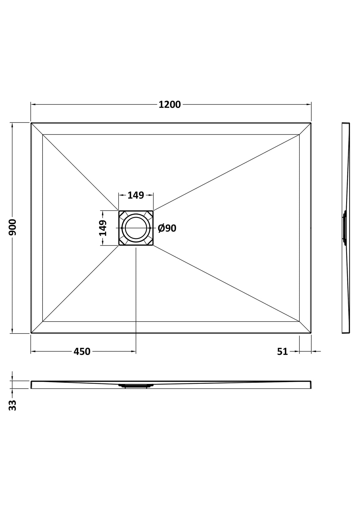 Shower Stone Tray Size