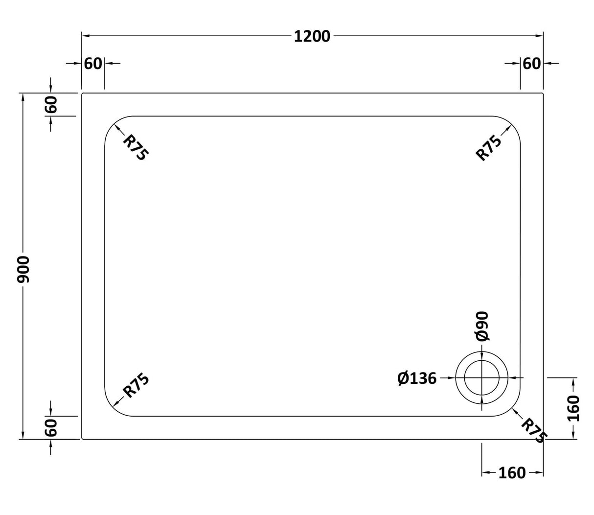 Shower Stone Tray Size