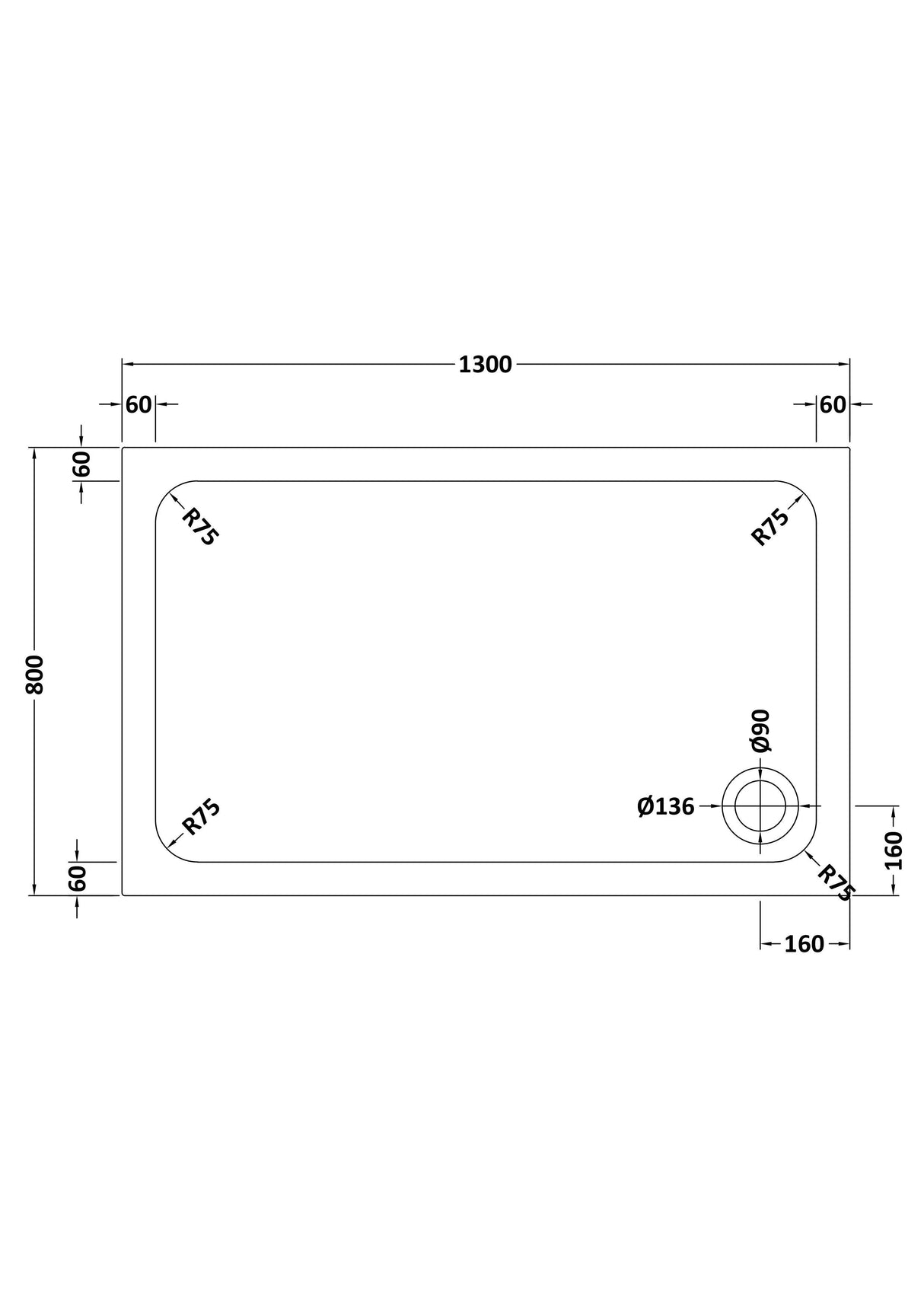 Shower Stone Tray Size