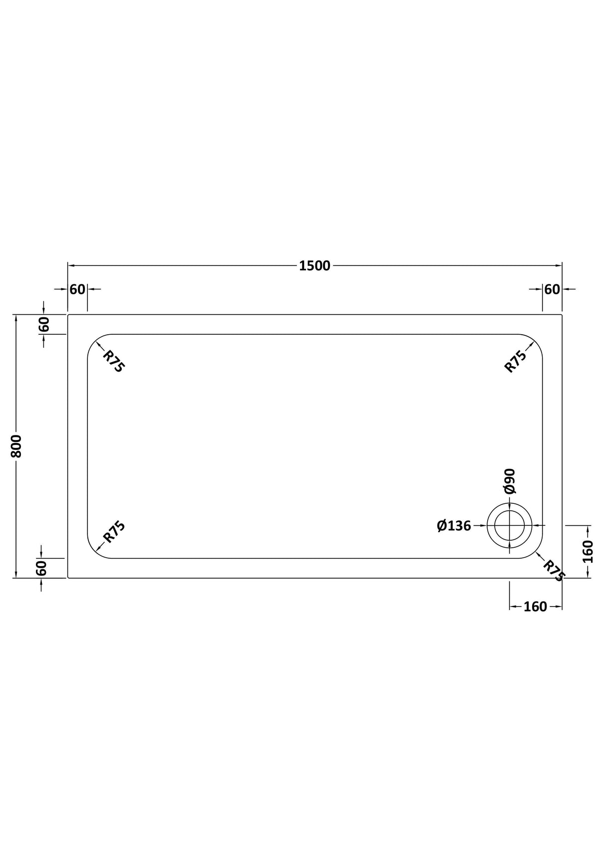 Shower Stone Tray Size