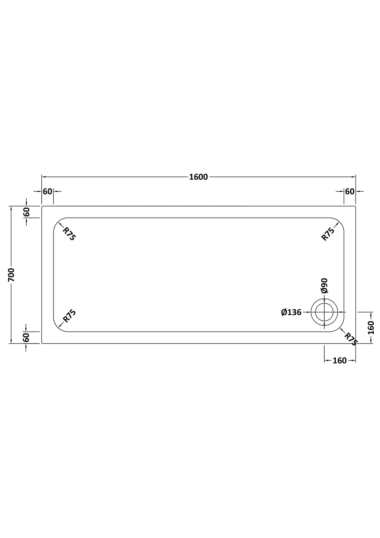 Shower Stone Tray Size