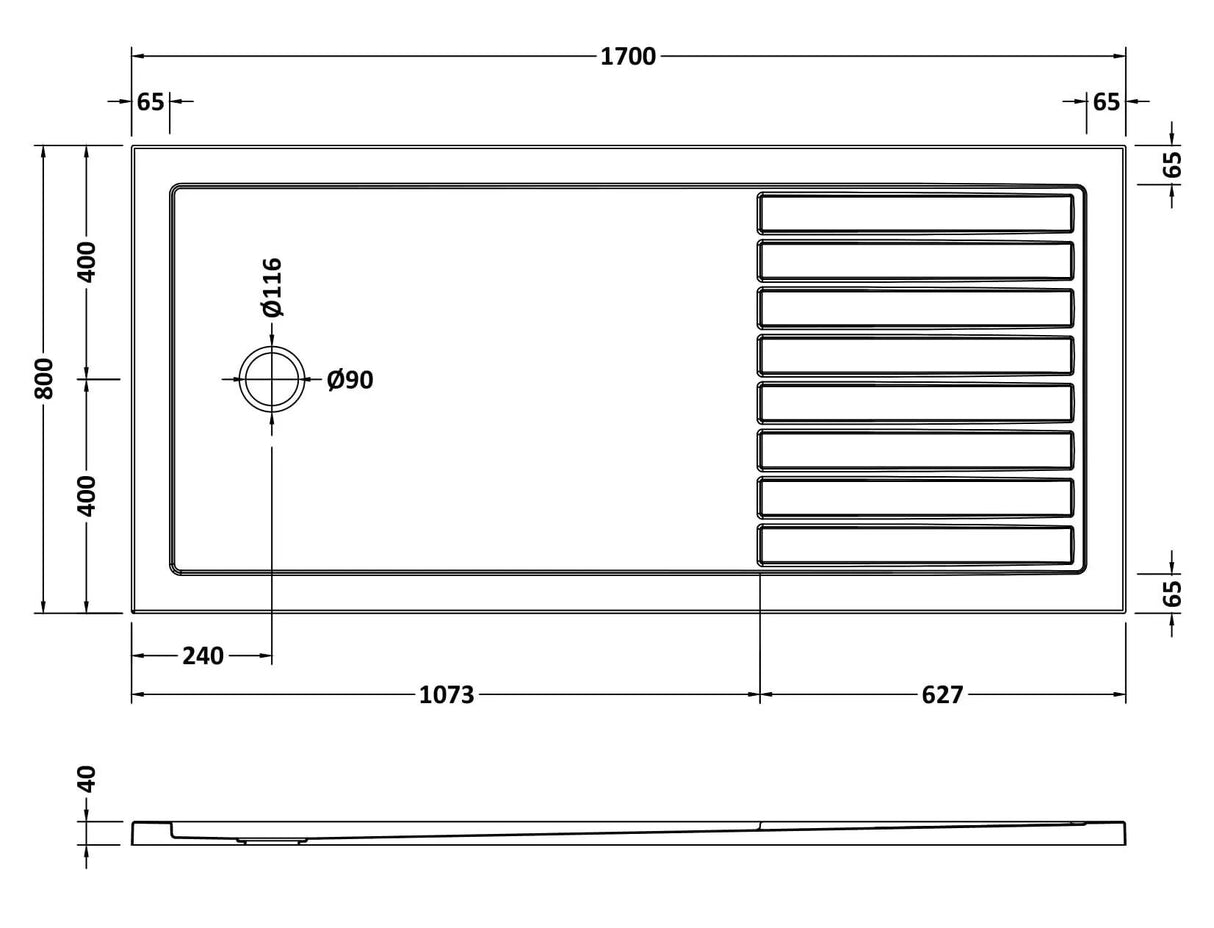 Shower Stone Tray Size