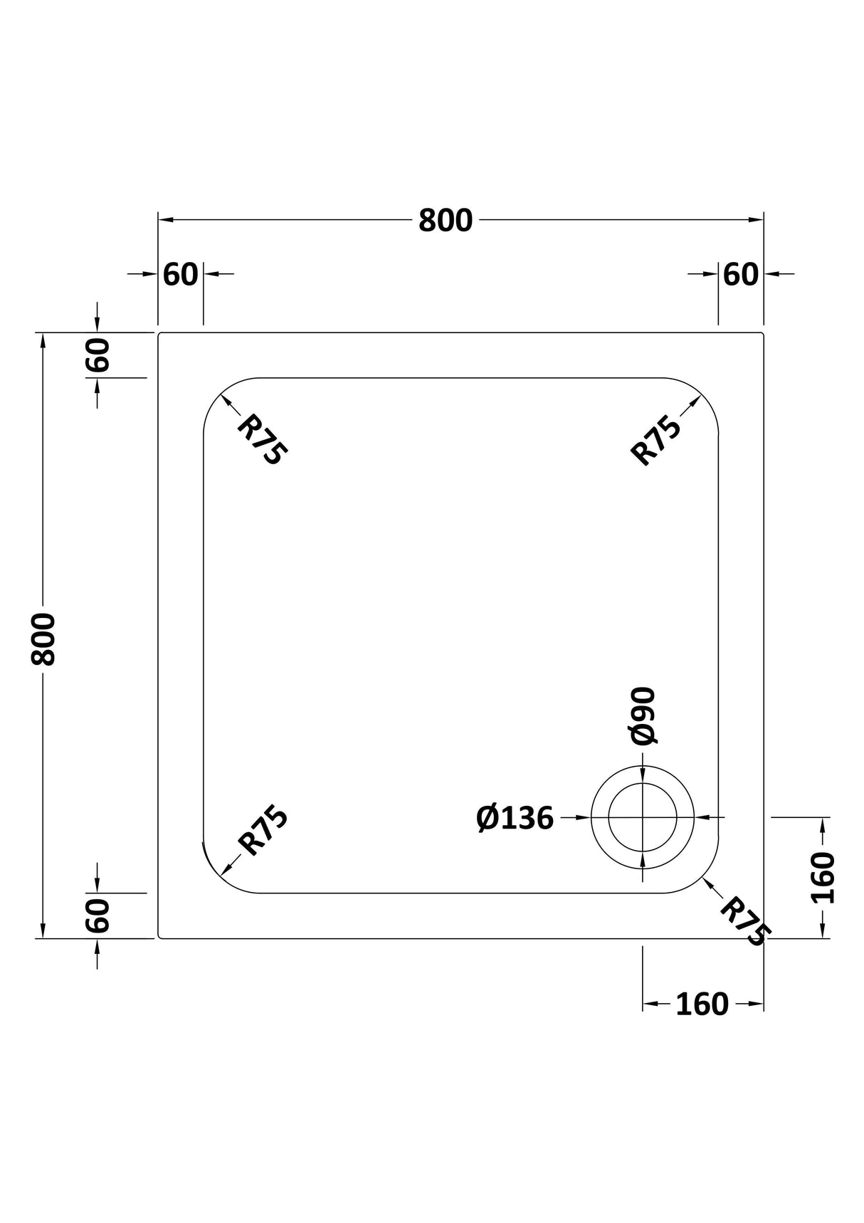 Shower Stone Tray Size