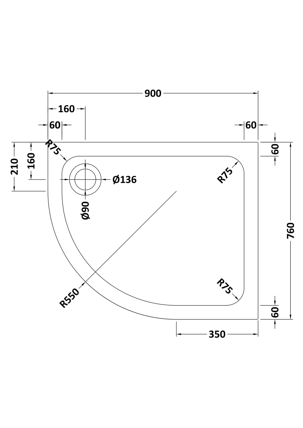 Shower Stone Tray Size