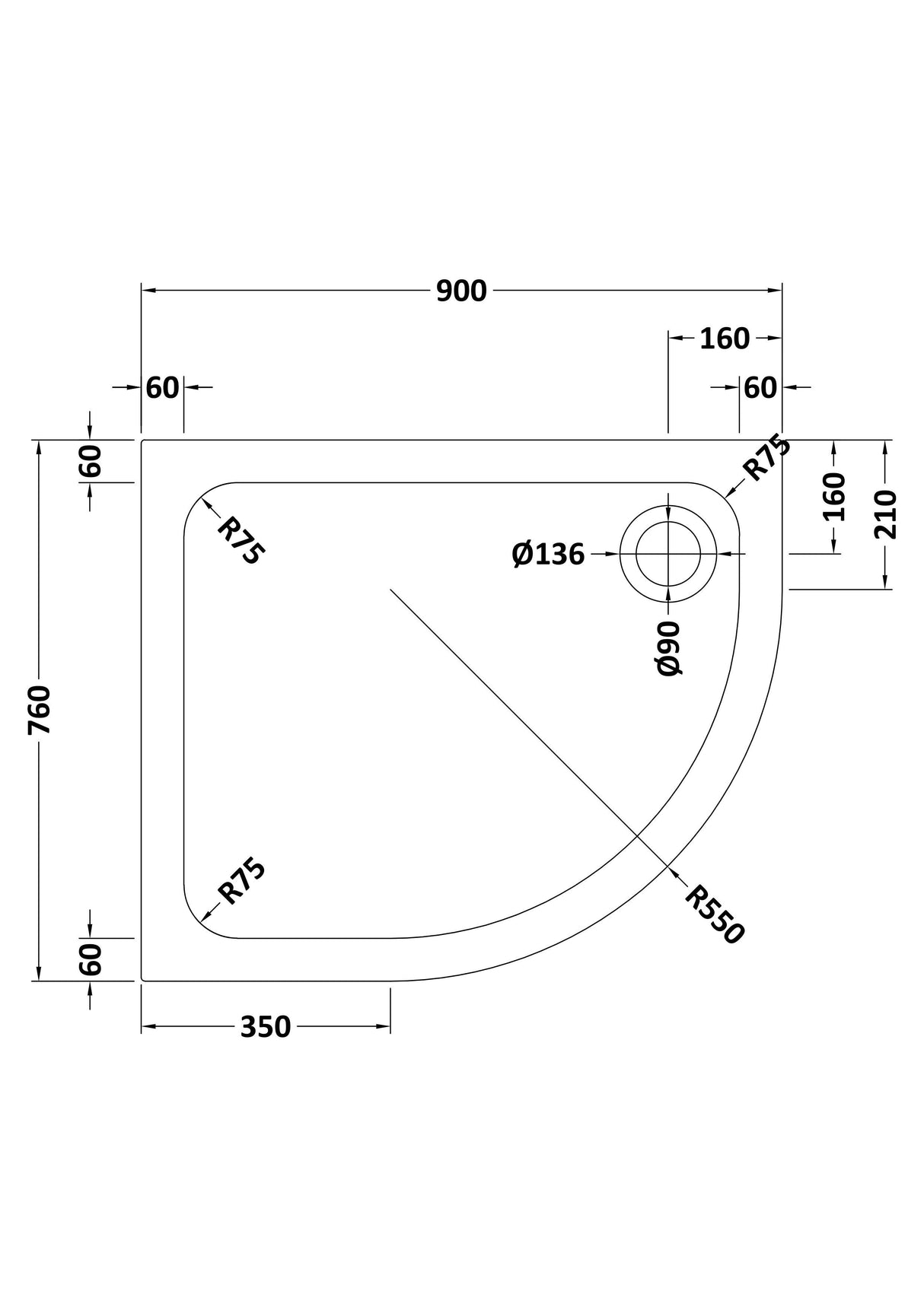 Shower Stone Tray Size