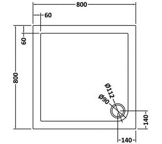 800 x 800mm Slate Grey Slimline Square Shower Tray