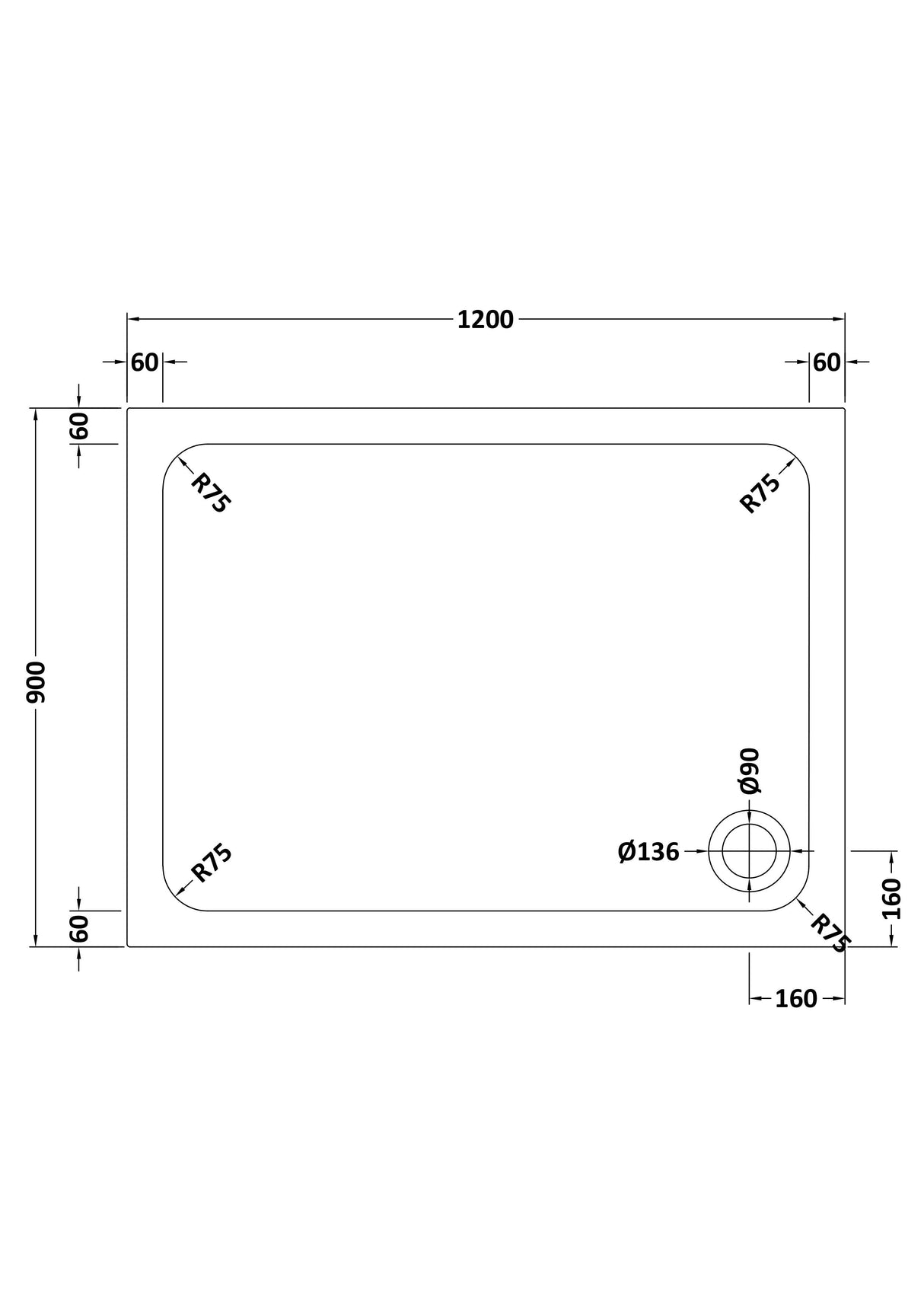 Shower Stone Tray Size
