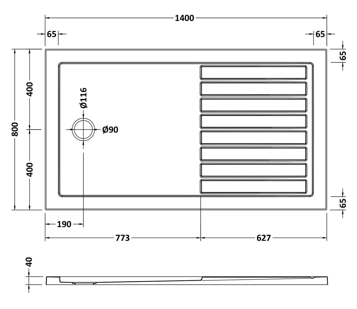 Shower Stone Tray Size