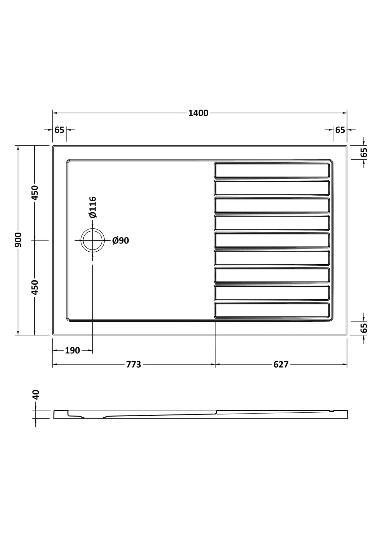 Shower Stone Tray Size
