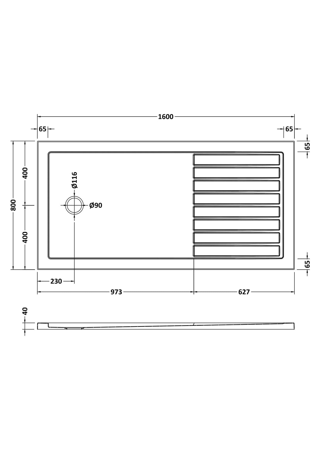 Shower Stone Tray Size