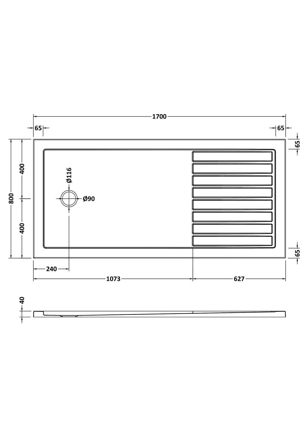 Shower Stone Tray Size