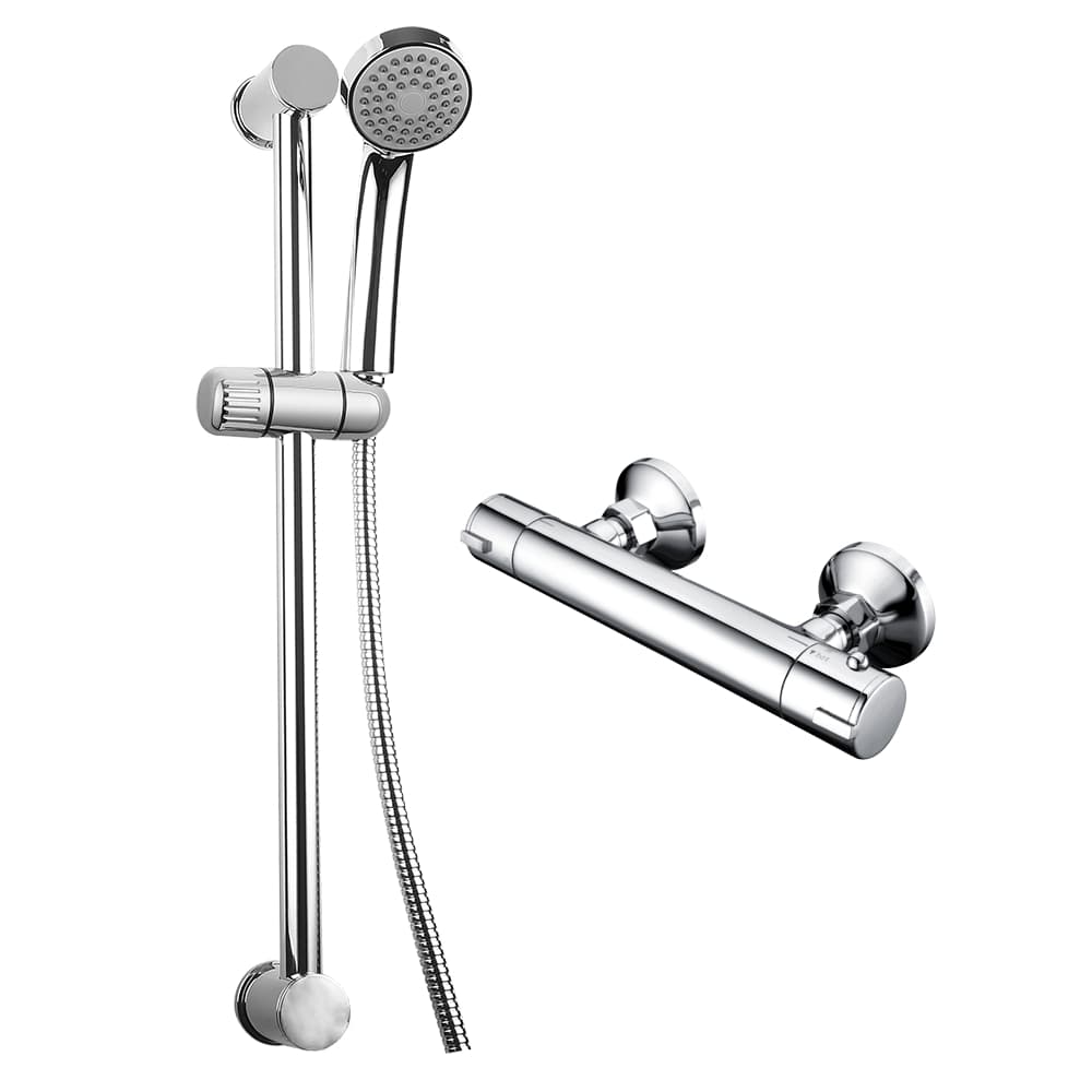 Modern Splash Chrome Round Exposed Bar Valve Shower Set