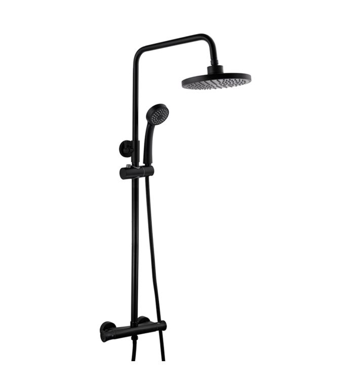 Modern Splash 2 Black Round Exposed Thermo Shw Set