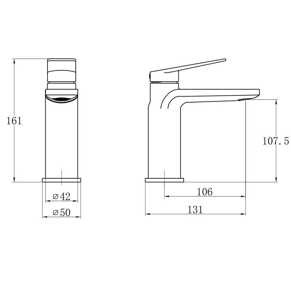 Trisen Black Mono Mini Lever Basin Mixer