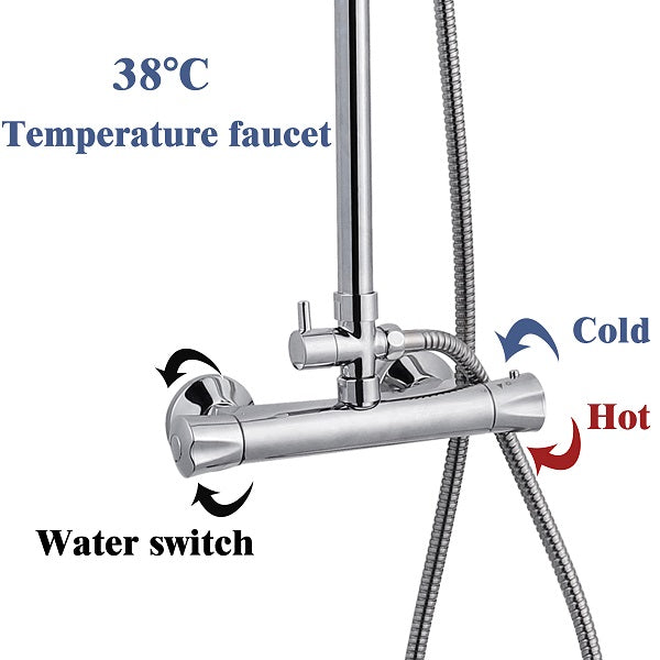 Modern Splash Steel Thermostatic Shower Mixer-H-09A
