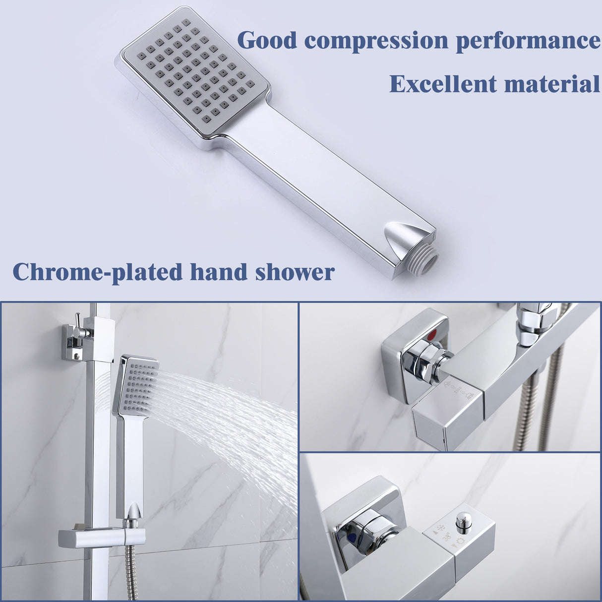 Modern Splash Chrome Thermostatic Shower Mixer-H-17
