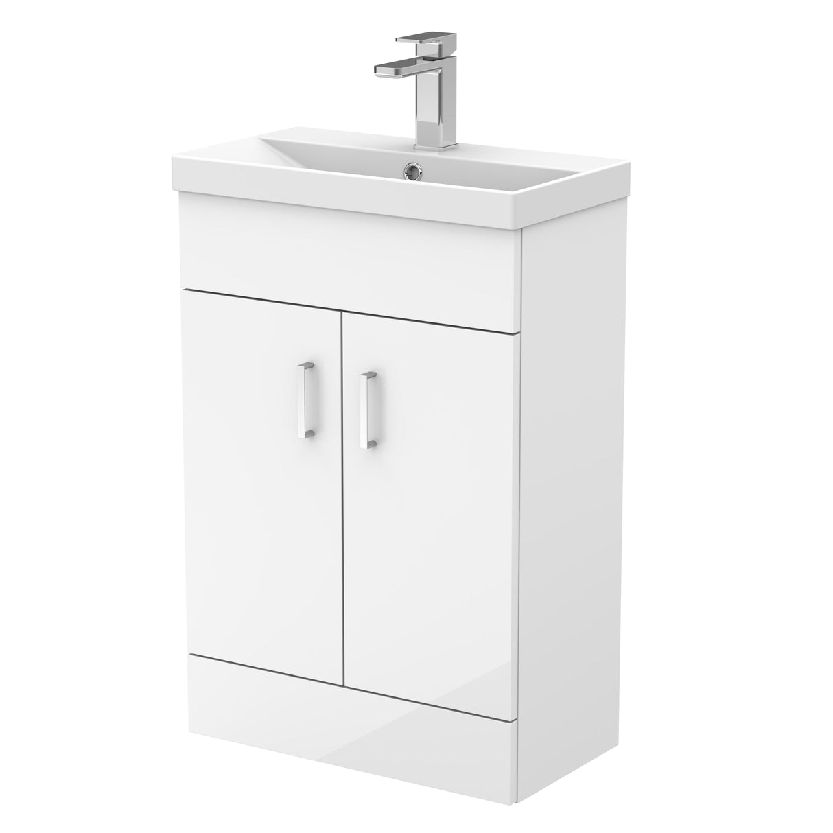 Modern Splash choice Turin 550mm Gloss White 2 Door Floor Standing Vanity Unit With Thin Edge Basin