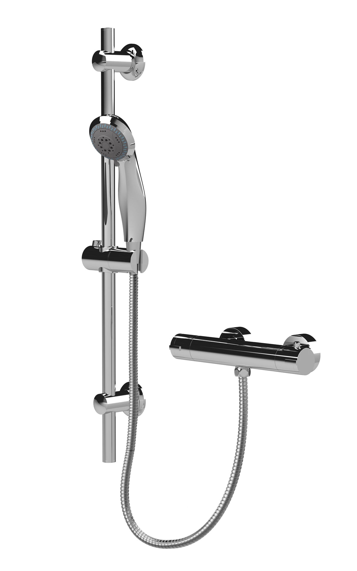 Modern Splash choice Chrome Round Bar Shower Valve and Rail Kit