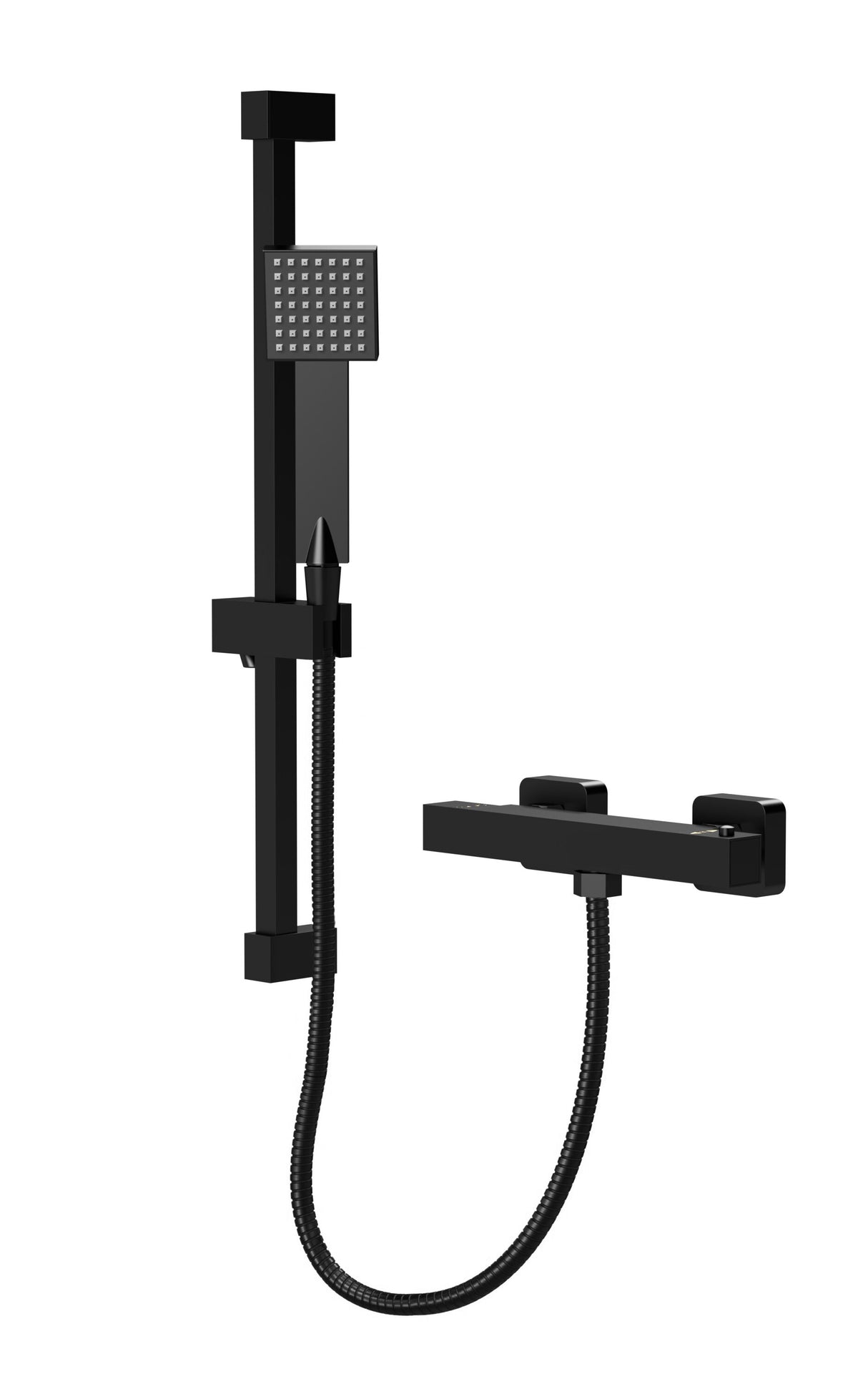 Modern Splash choice Matt Black Square Bar Shower Valve and Rail Kit
