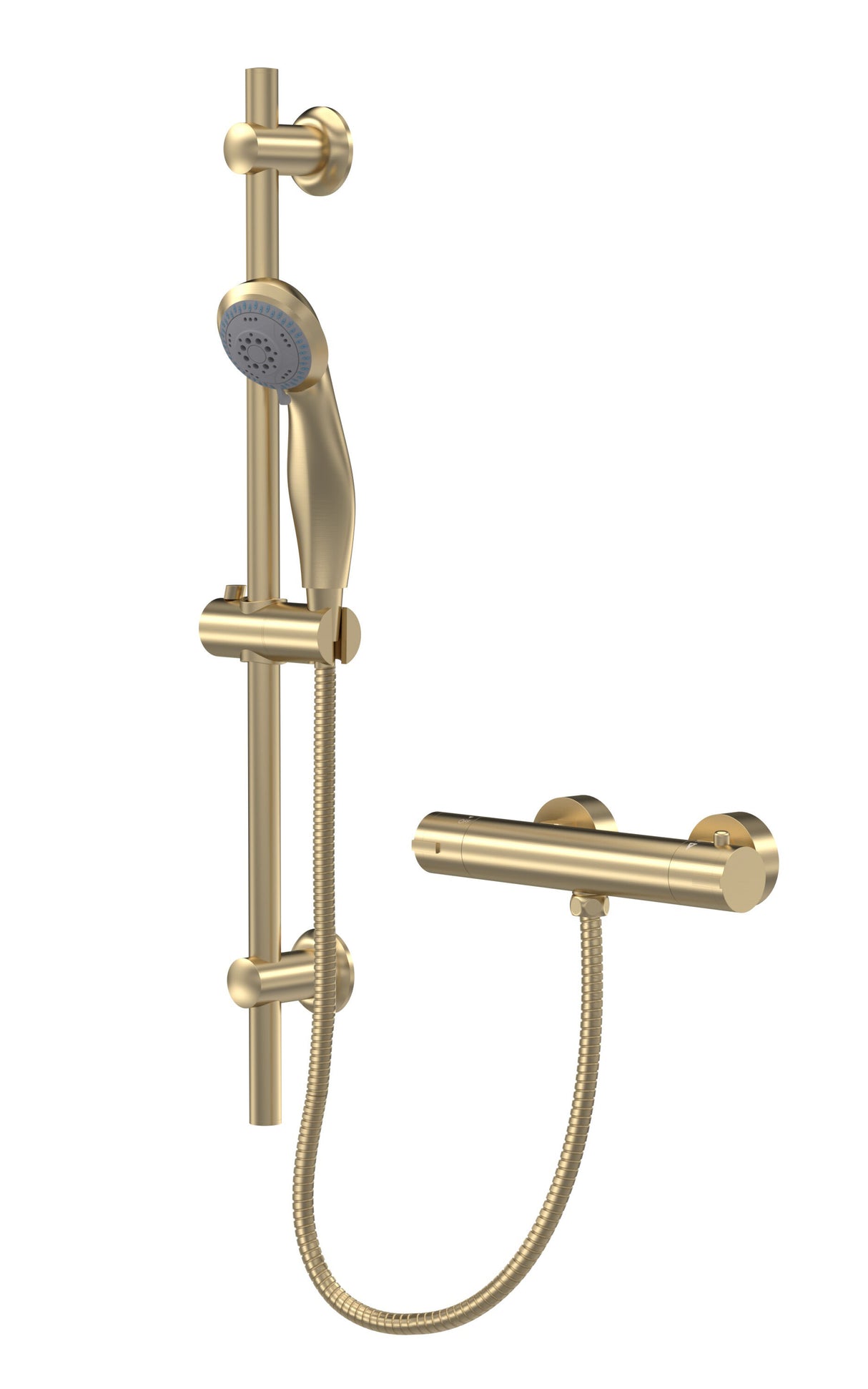 Modern Splash choice Brushed Brass Round Bar Shower Valve and Rail Kit