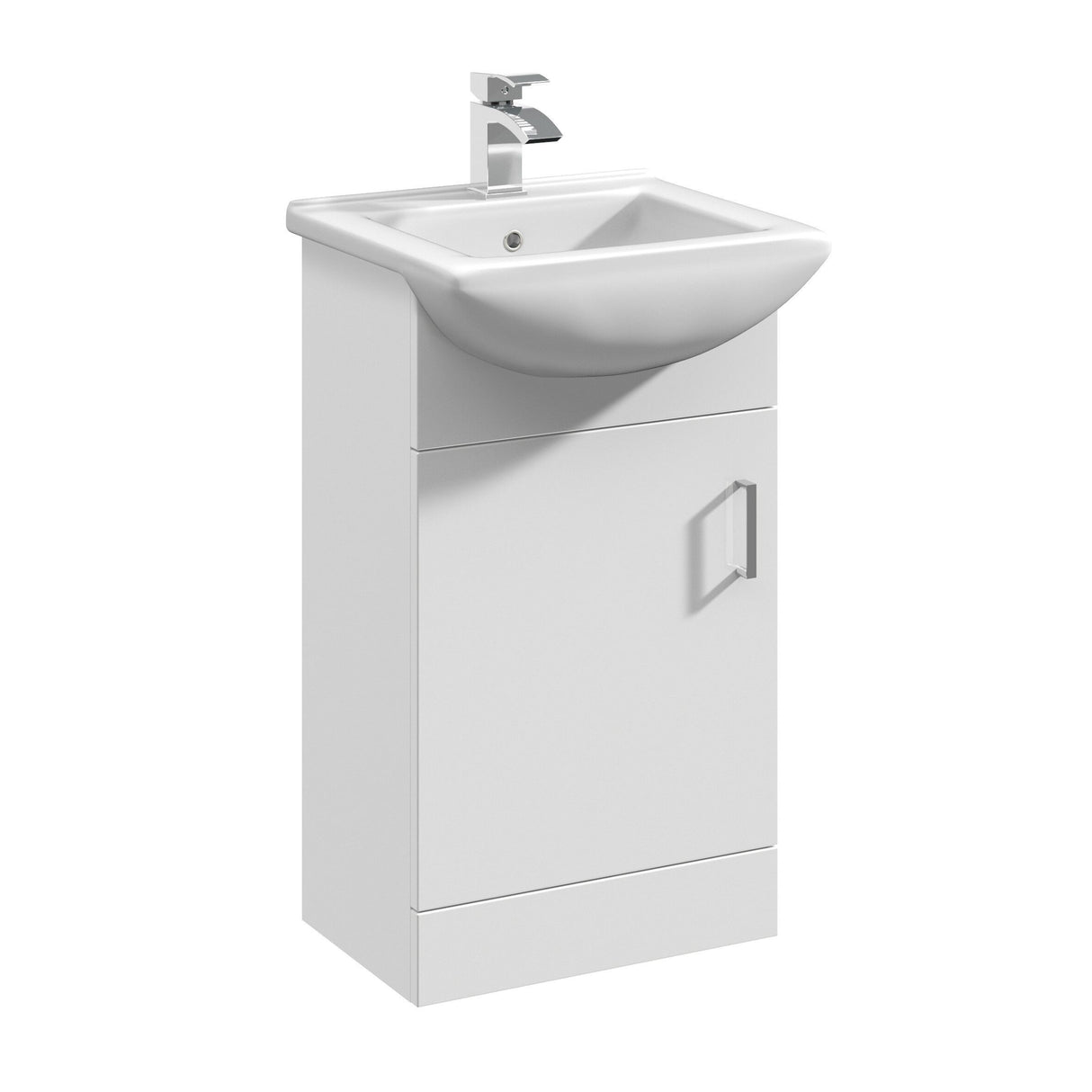 Modern Splash Mayford 450mm Gloss White 1 Door Floor Standing Cabinet With Square Basin