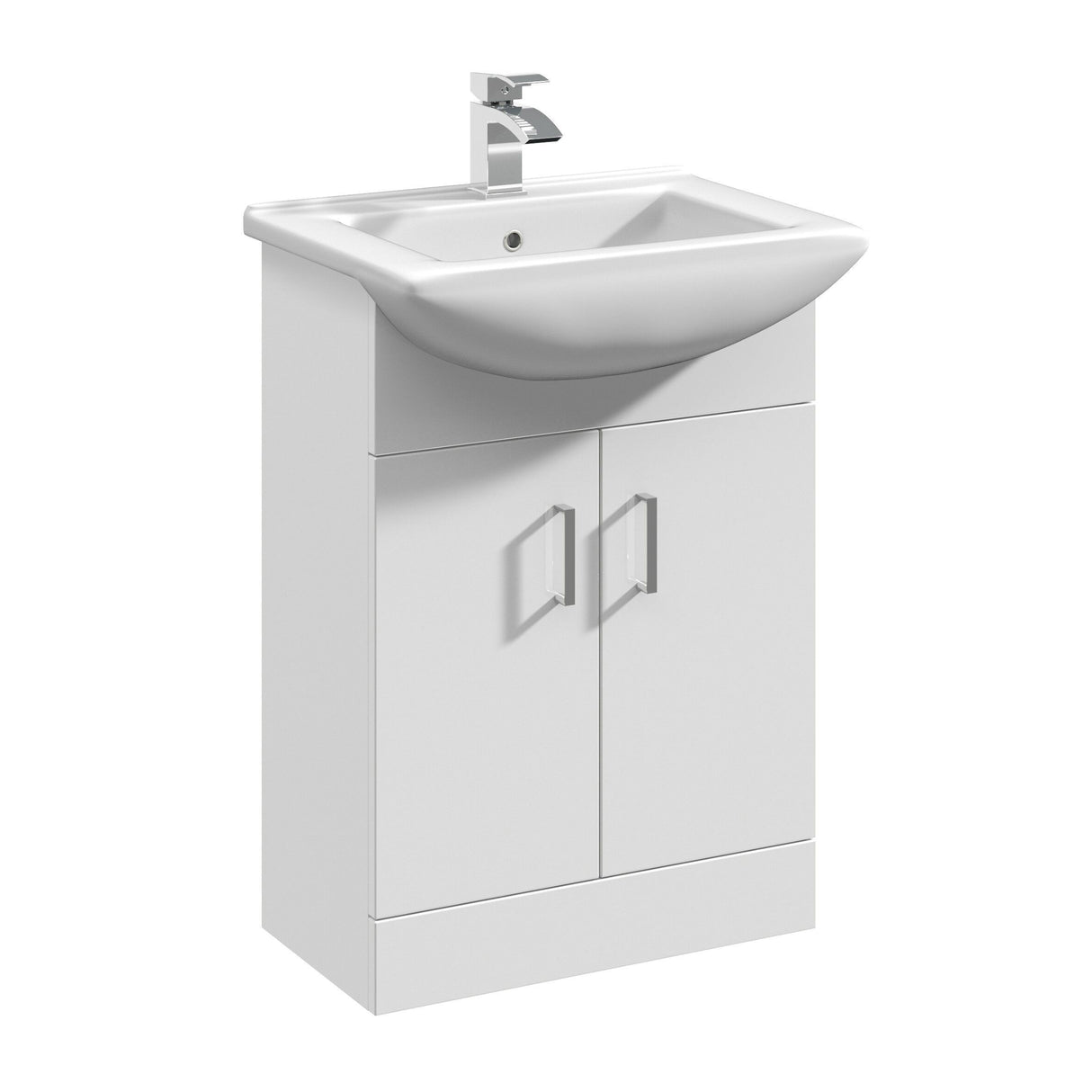 Modern Splash Mayford 550mm Gloss White 2 Door Floor Standing Cabinet With Square Basin