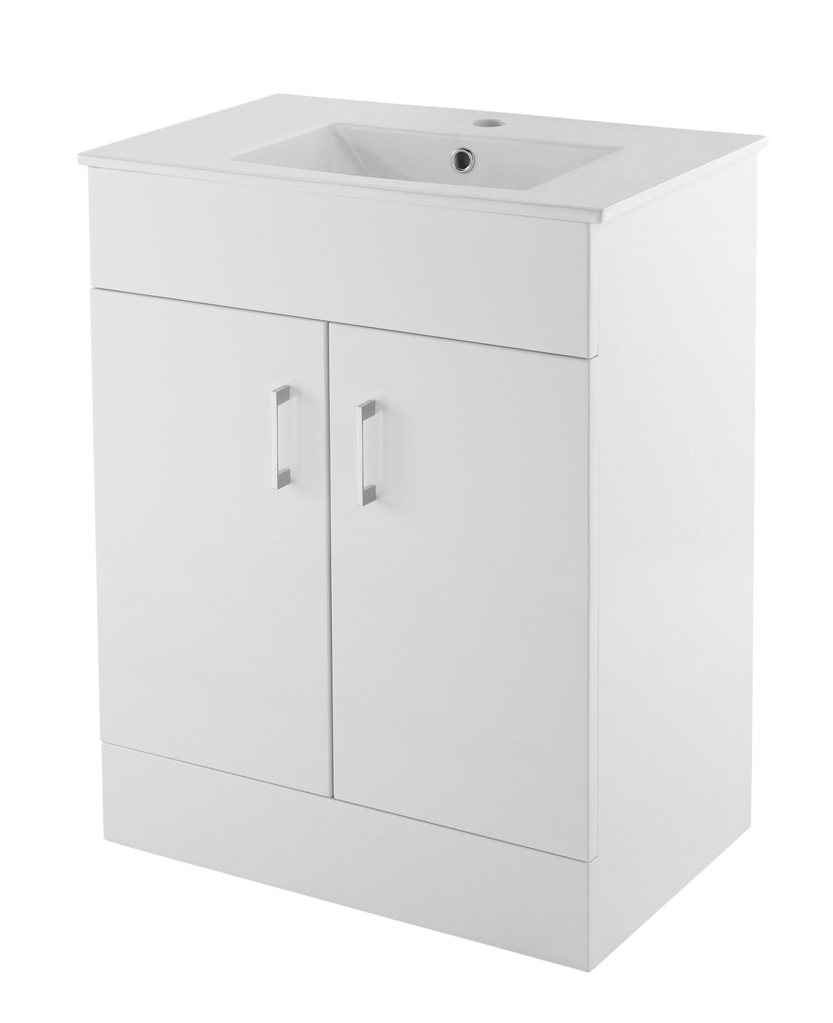Modern Splash 600mm Gloss White 2 Door Floor Standing Cabinet With Basin