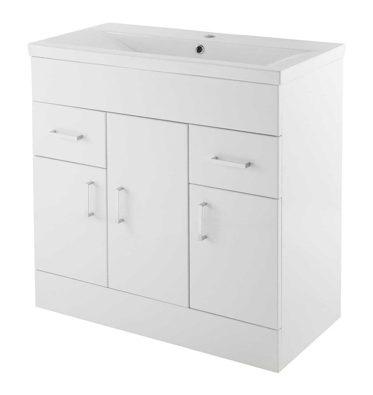 Modern Splash Eden 800mm Gloss White 3 Door 2 Drawer Floor Standing Cabinet With Basin