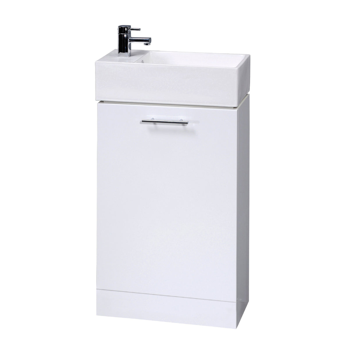 Modern Splash 485mm Gloss White 1 Door Compact Floor Standing Cabinet With Basin