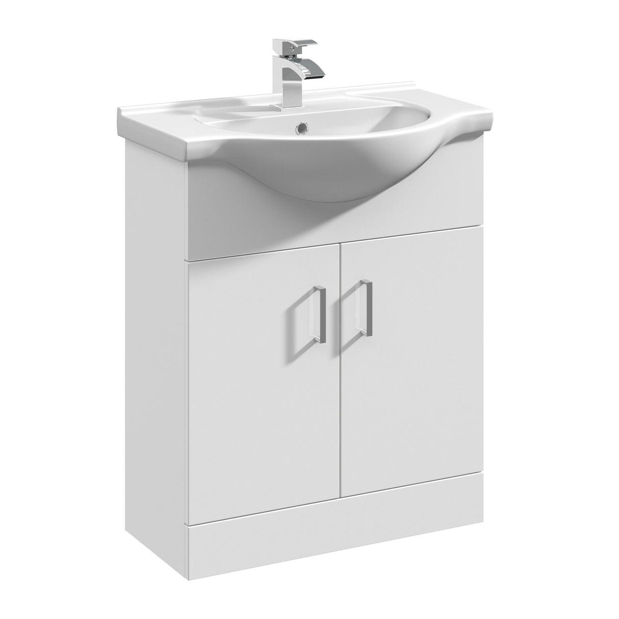 Modern Splash Mayford 650mm Gloss White 2 Door Floor Standing Cabinet With U-Shaped Basin