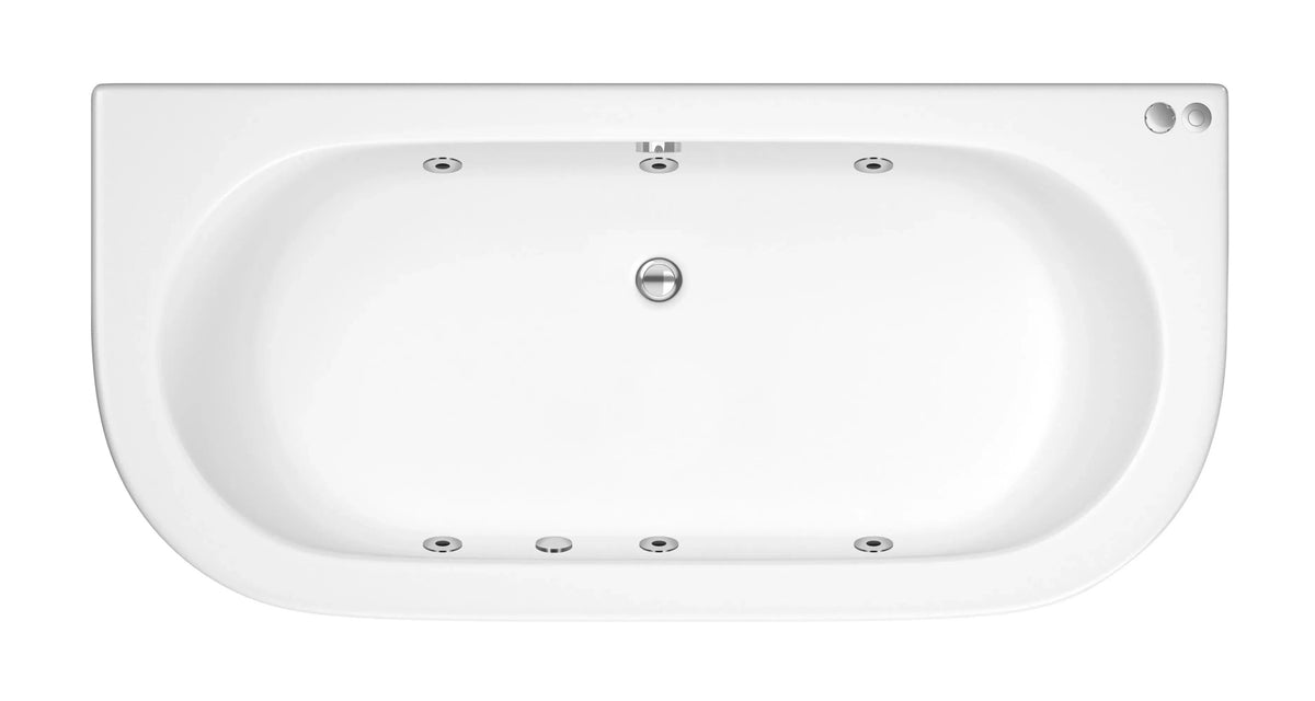 Modern Splash 1700mm Back to Wall Double Ended 6 Jet Whirlpool Bath