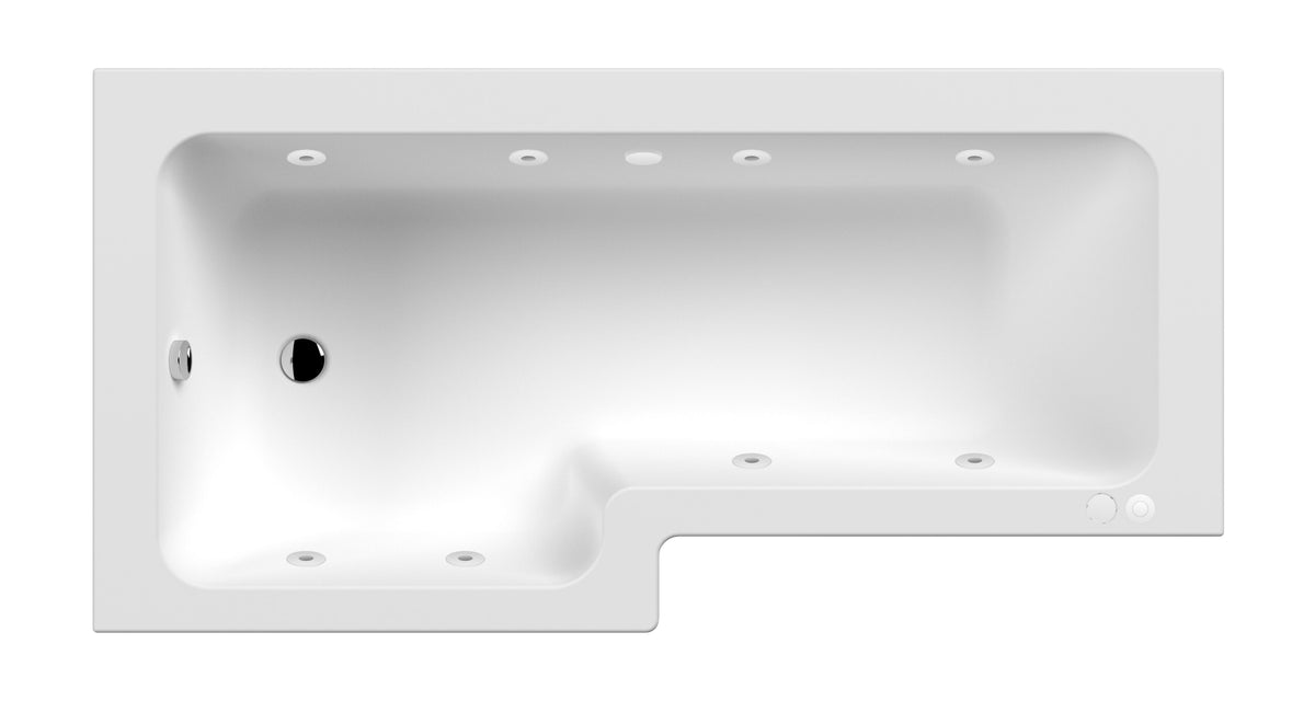Modern Splash 1500mm L Shape Left Hand 8 White Jet Whirlpool Bath