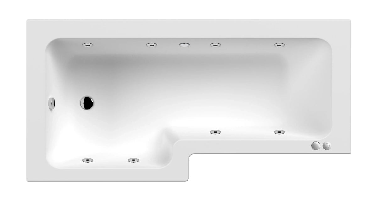 Modern Splash 1800mm L Shape Left-Hand 8 Chrome Jet Whirlpool Bath