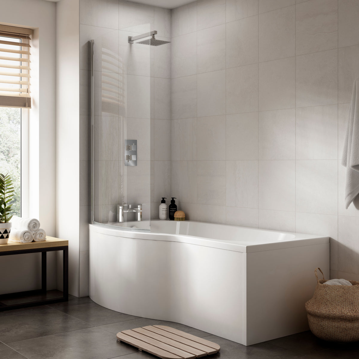 Modern Splash 1695mm Left-Hand B Shaped Shower Bath With Legs