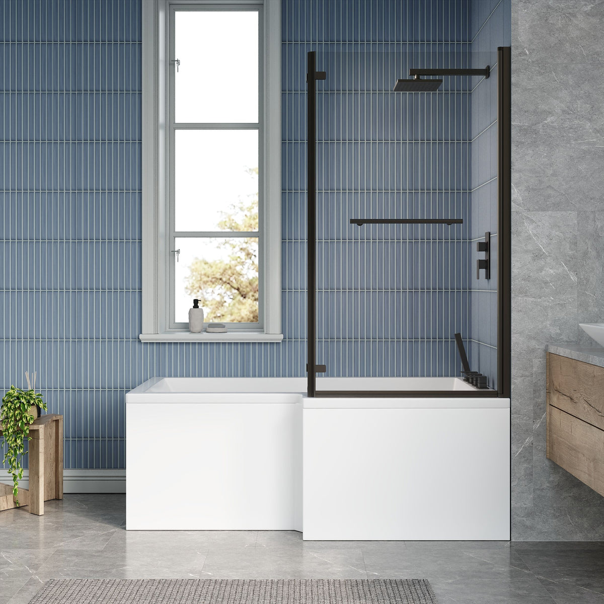 Modern Splash 1600mm Right-Hand Square Shower Bath With Legs