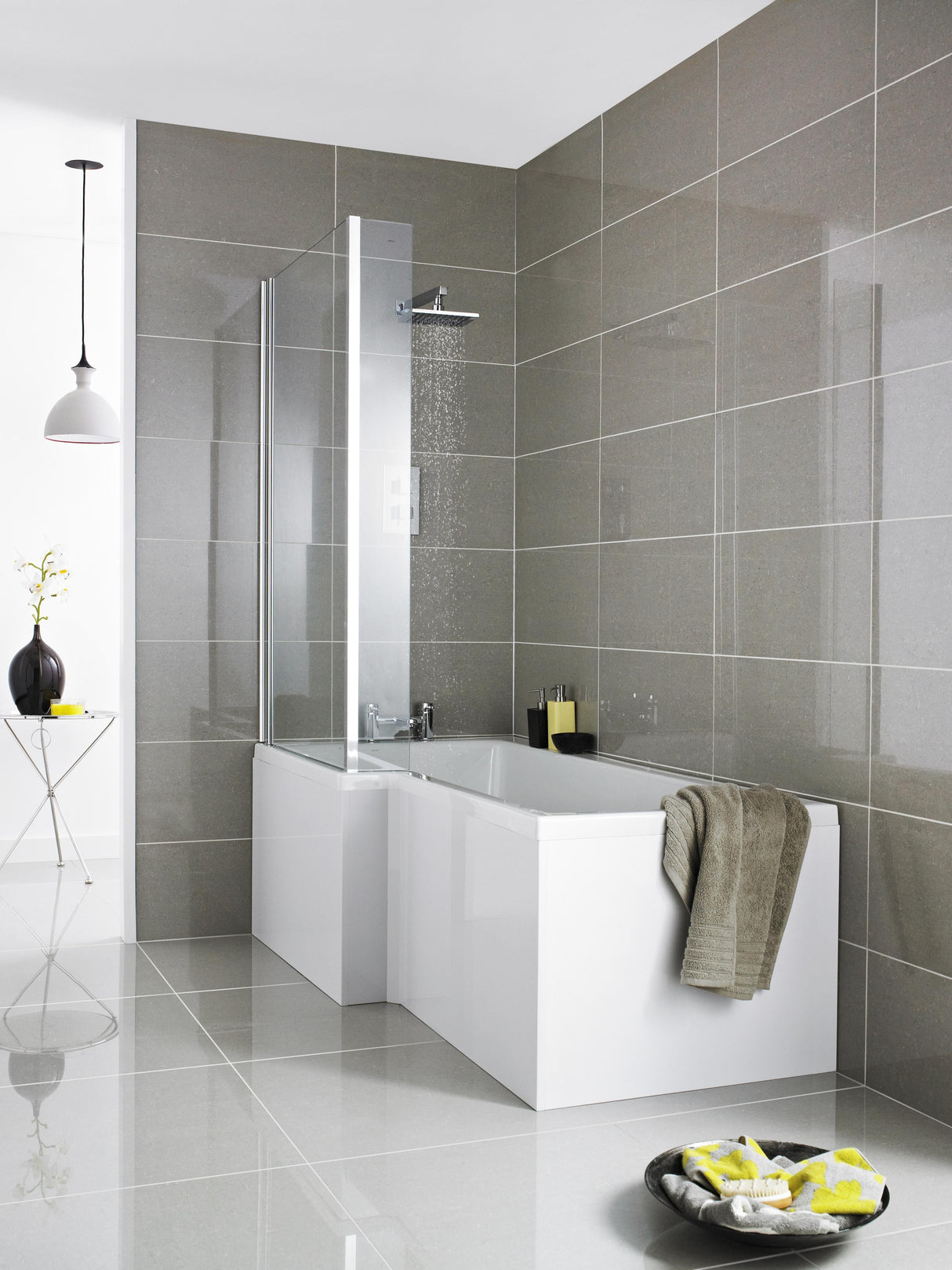 Modern Splash 1600mm L-Shaped Acrylic Shower Bath Front Panel