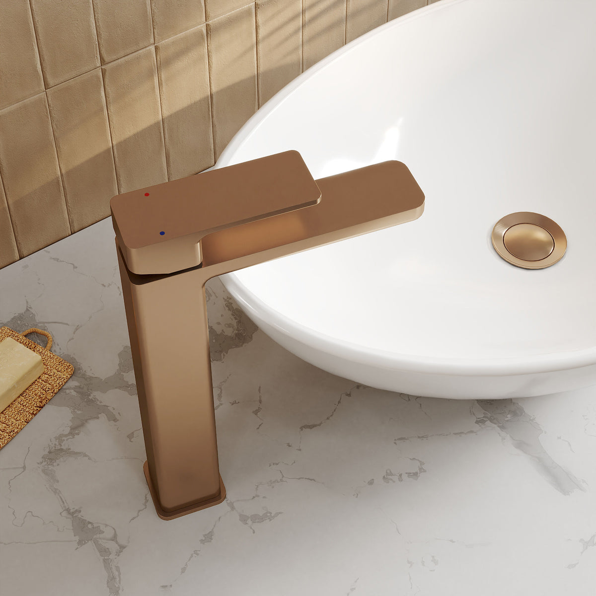 Modern Splash Brushed Bronze High Rise Mono Basin Mixer