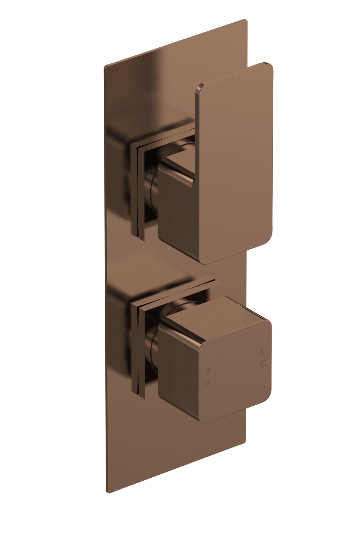 Modern Splash Brushed Brass Twin Thermostatic Shower Valve With Diverter