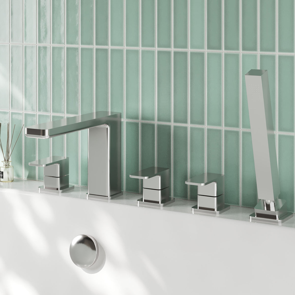 Modern Splash Chrome 5 Tap Hole Deck Mounted Bath Shower Mixer