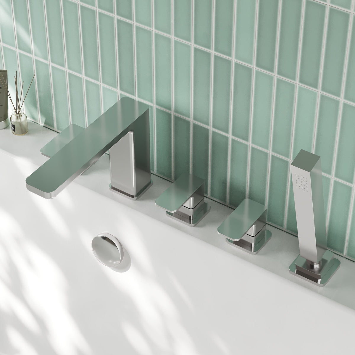 Modern Splash Chrome 5 Tap Hole Deck Mounted Bath Shower Mixer