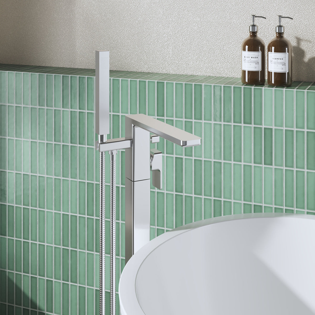 Modern Splash Chrome Free Standing Bath Shower Mixer