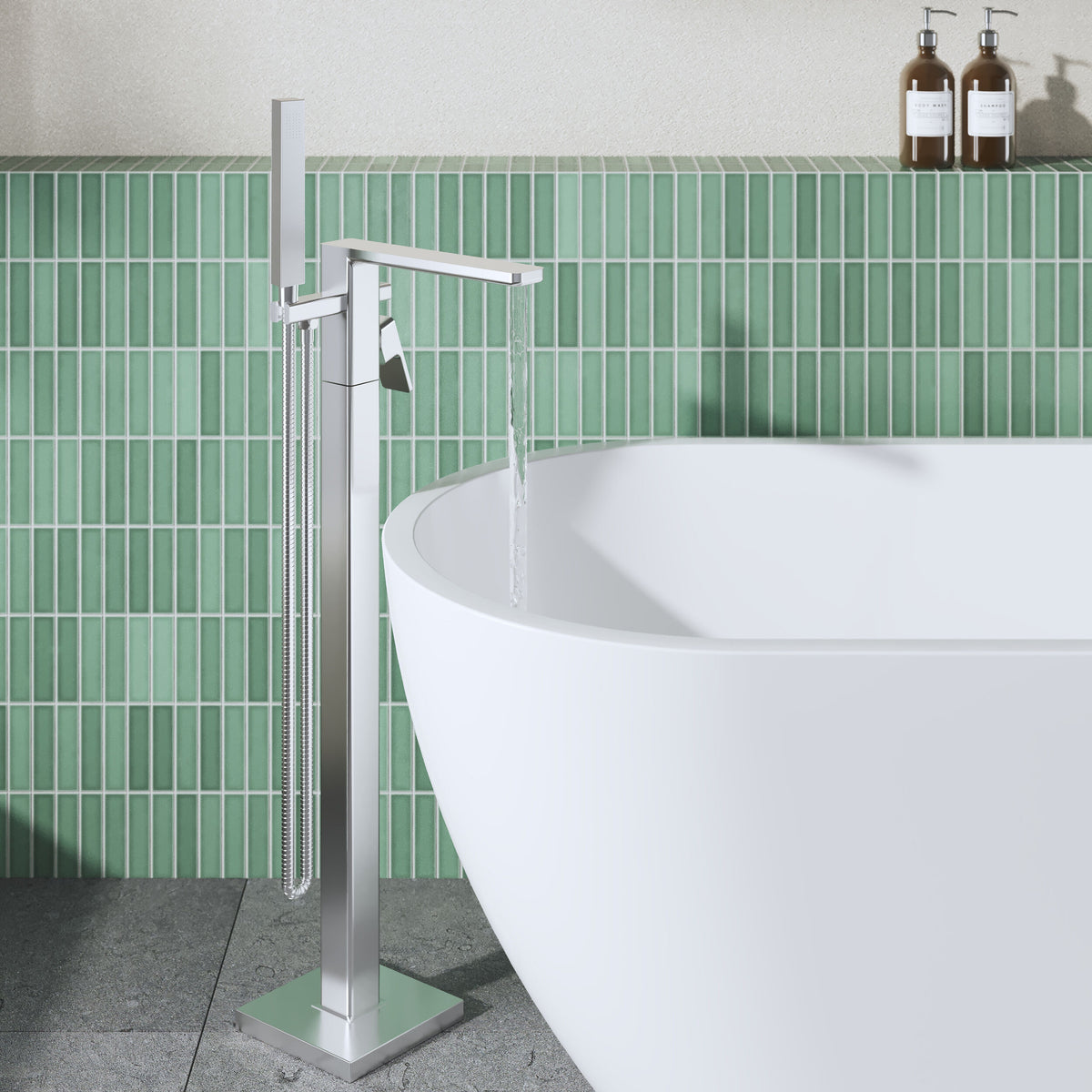 Modern Splash Chrome Free Standing Bath Shower Mixer