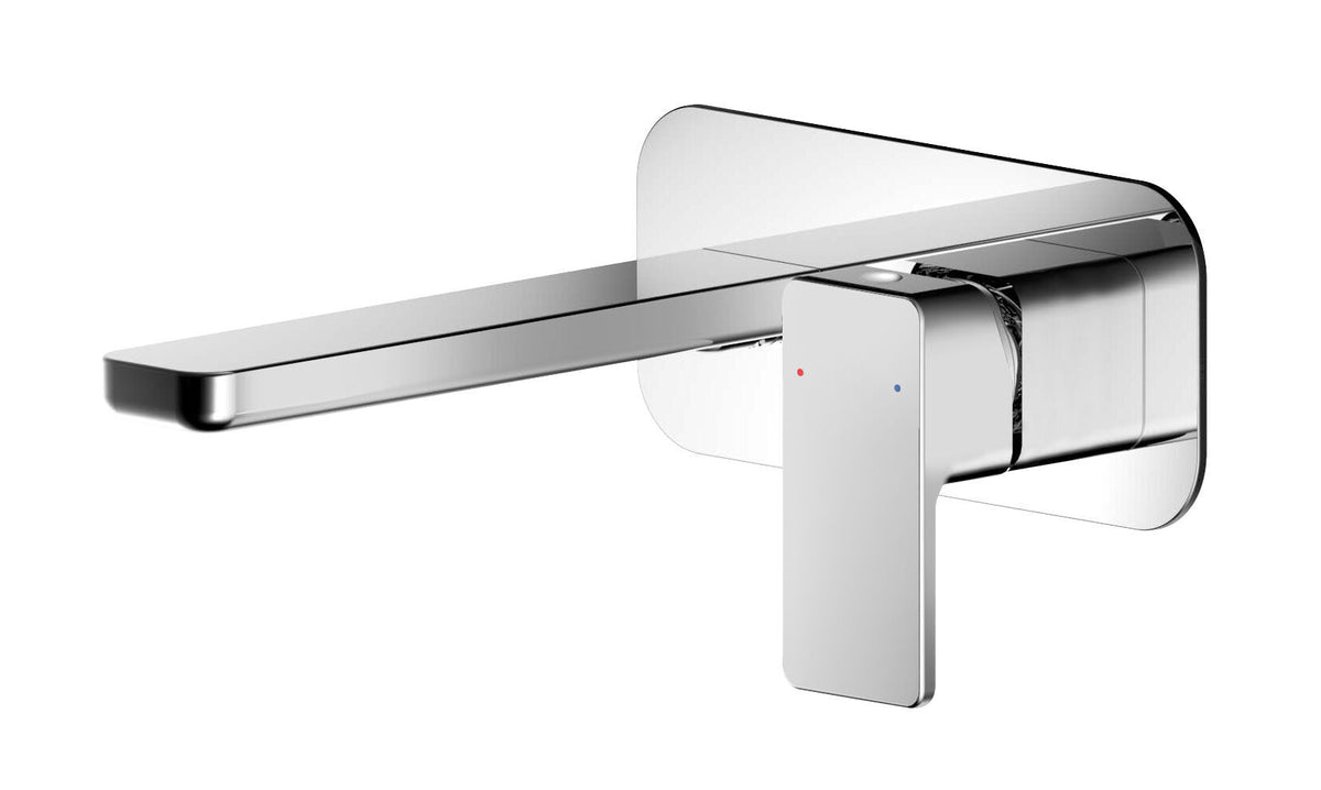 Modern Splash Chrome 2 Tap Hole Wall Mounted Basin Mixer With Plate
