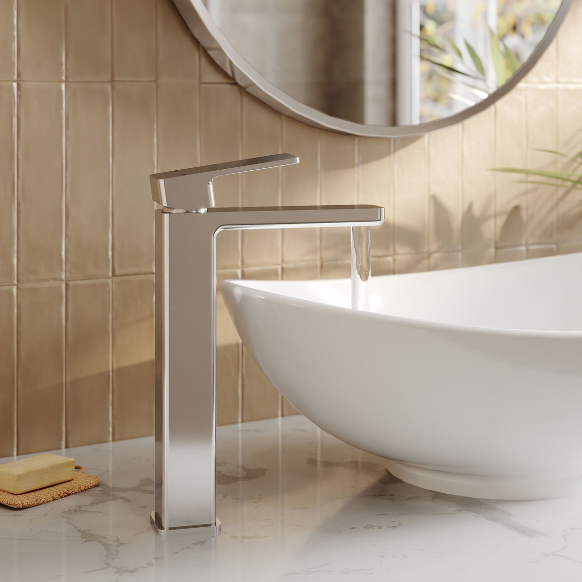 Modern Splash Chrome High Rise Mono Basin Mixer