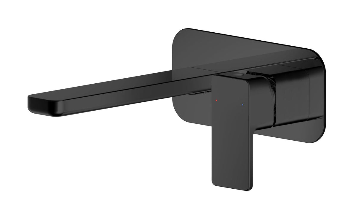Modern Splash Matt Black 2 Tap Hole Wall Mounted Basin Mixer